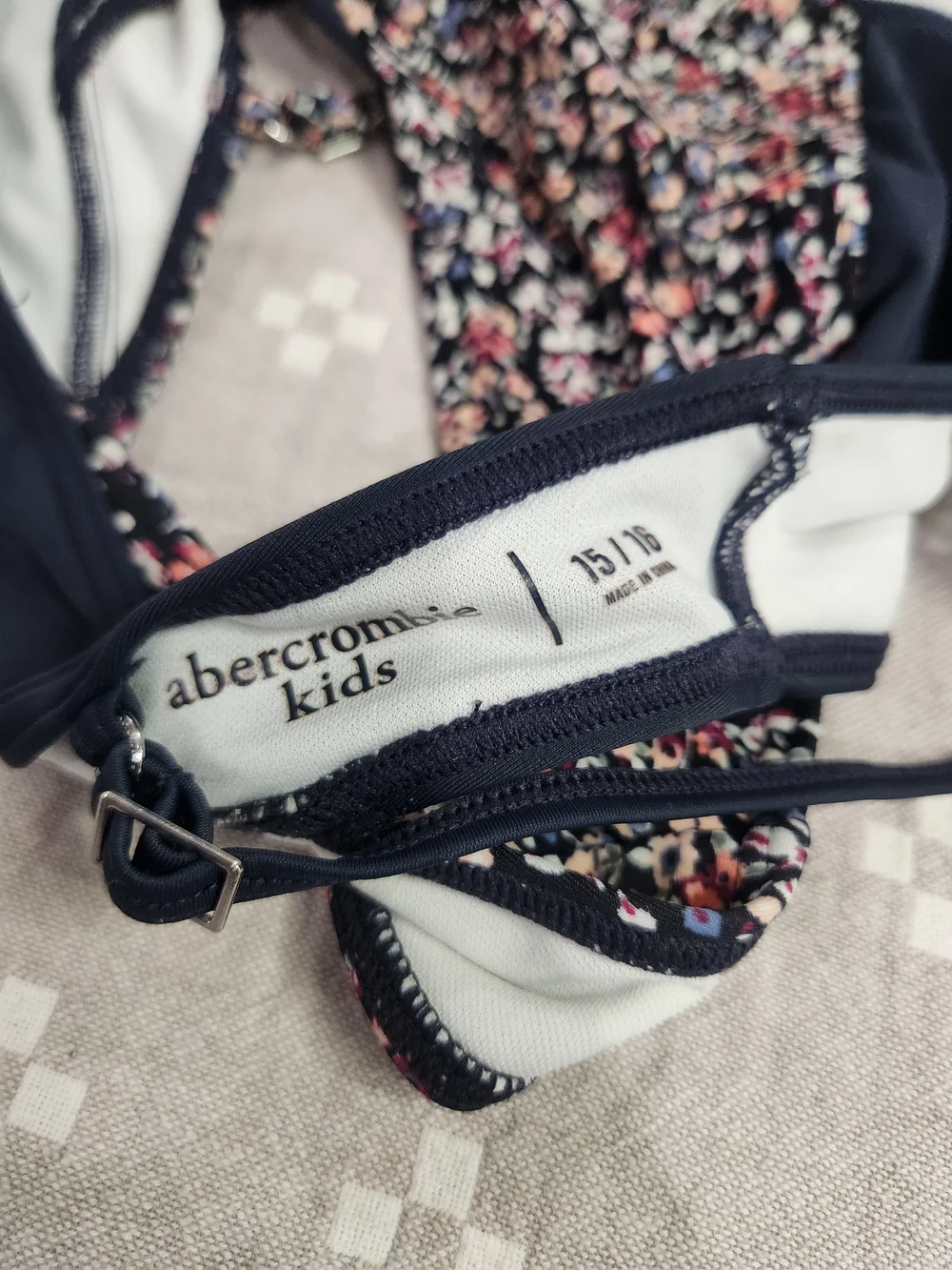Abercrombie Floral & Navy bikini top kids 15 16